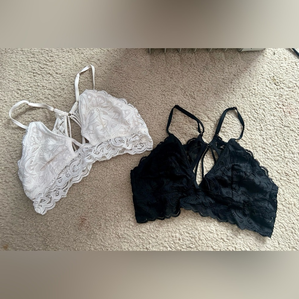 Aerie Lace Bralette Set - Black and White